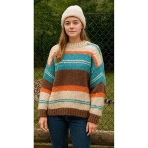 Salt + Stone Wool Alpaca Blend Striped Sweater MEDIUM Made in Italy